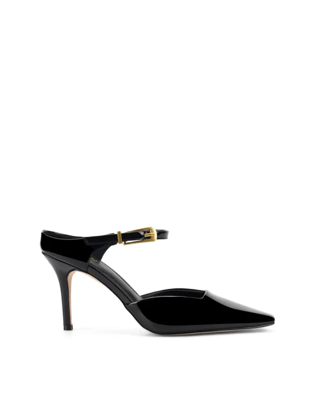 Verde Closed Toe Mules - Black Patent Leather sold by Siren Shoes
