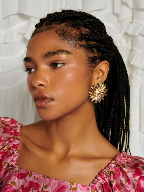 <b>DREAM</b> Flower Sun Earrings made by Sister Jane