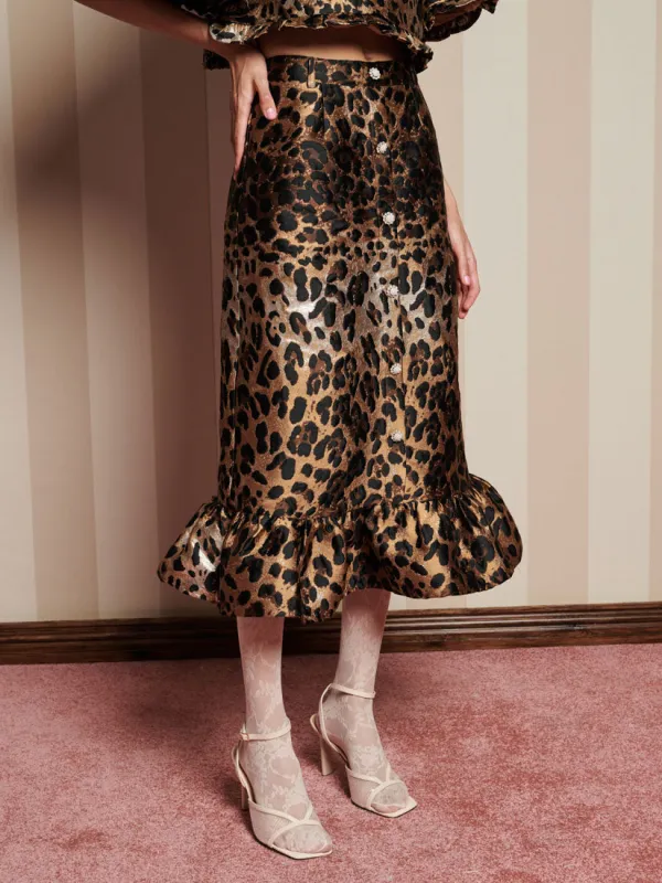 Suite Leopard Jacquard Skirt sold by Sister Jane
