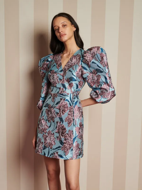Deco Bloom Jacquard Mini Wrap Dress made by Sister Jane