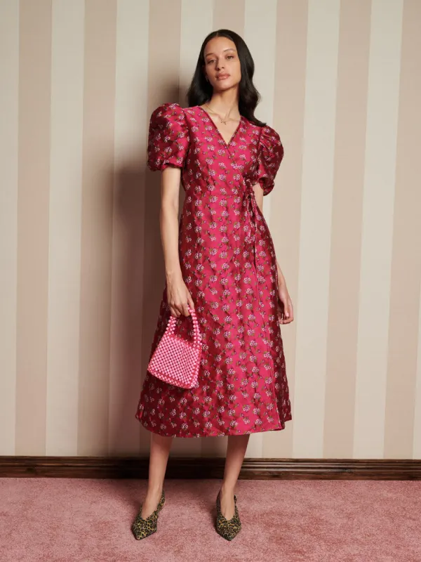 Momento Jacquard Midi Wrap Dress made by Sister Jane