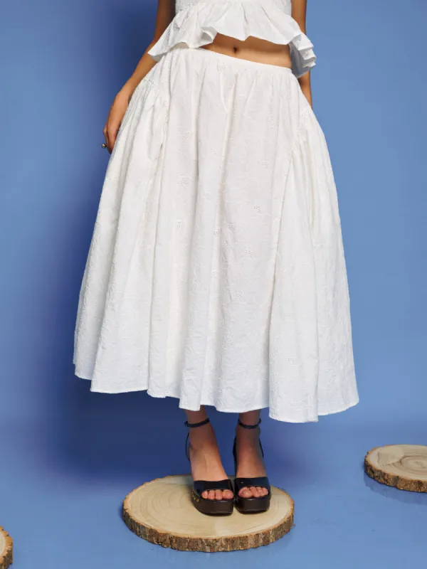 <b>DREAM</b> Pines Embroidered Midi Skirt sold by Sister Jane
