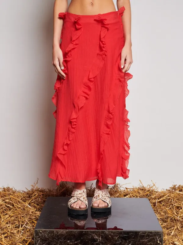 <b> Ghospell </b> Wynn Flounced Midi Skirt sold by Sister Jane