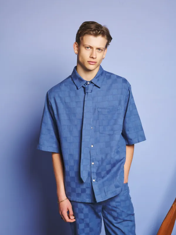 Cabin Embossed Denim Boxy Shirt sold by Sister Jane