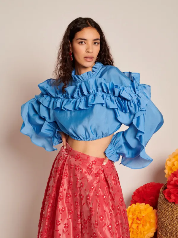 Musica Ruffled Cropped Top sold by Sister Jane