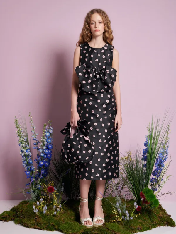 Rose Bells Jacquard Bow Dress made by Sister Jane