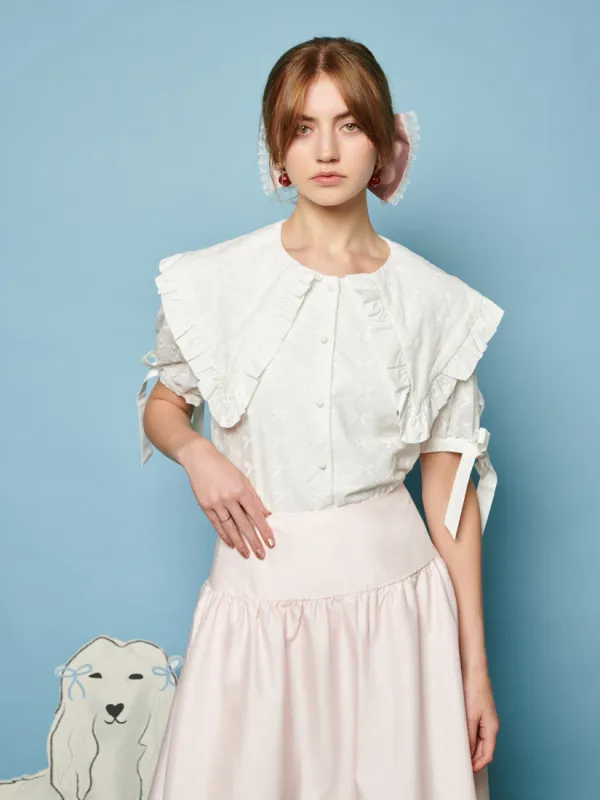 Poodle Bow Embroidered Blouse sold by Sister Jane