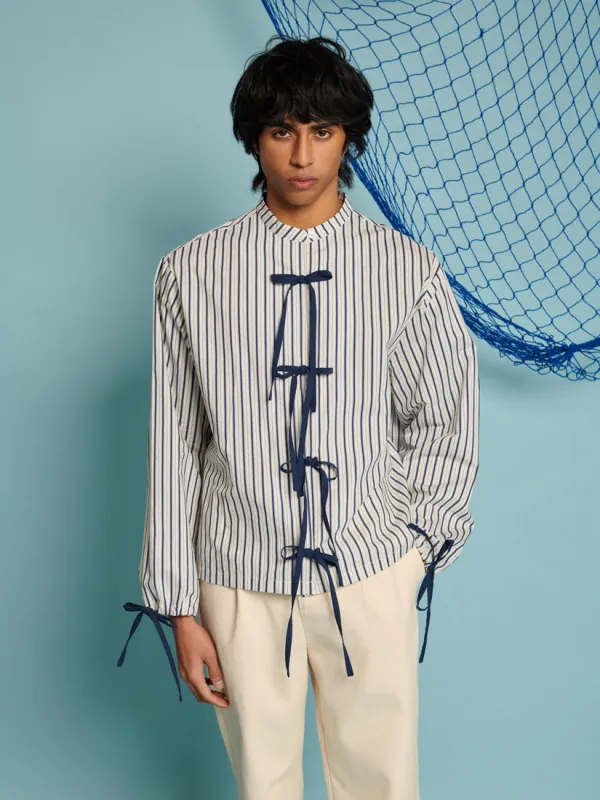 Howard Stripe Bow Shirt sold by Sister Jane