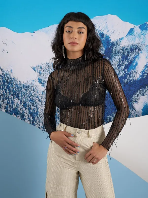 <b> Ghospell </b> Aria Mesh Top sold by Sister Jane