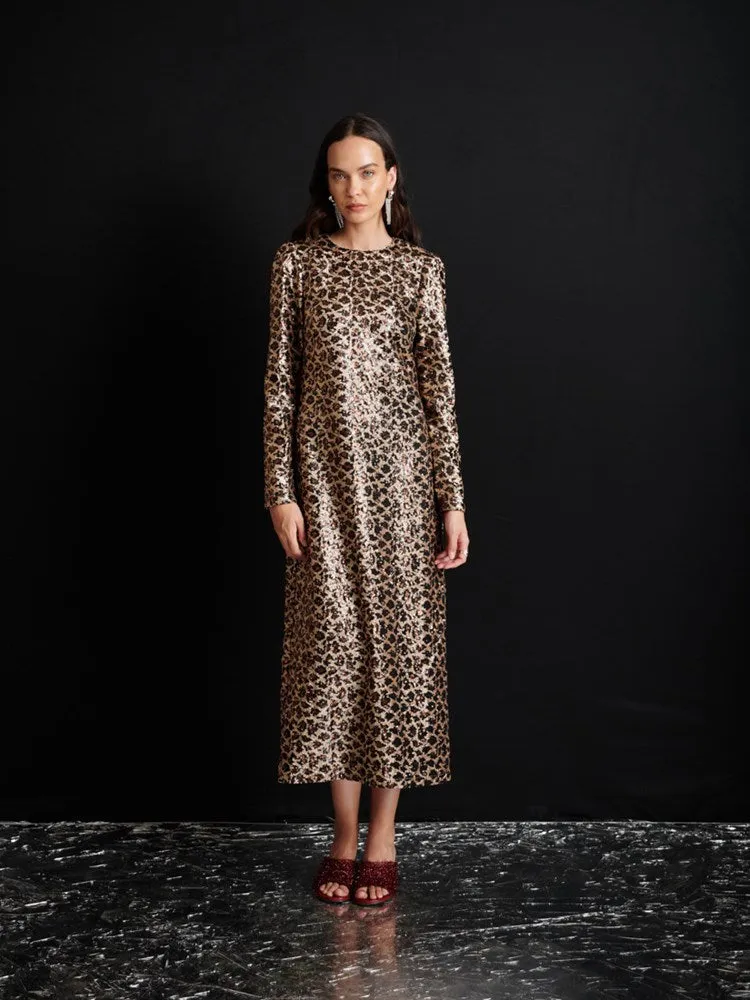 <b> Ghospell </b> Yara Sequin Leopard Midi Dress sold by Sister Jane product image thumbnail 2