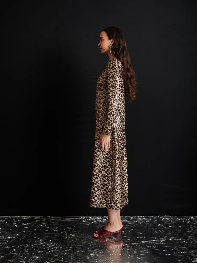 <b> Ghospell </b> Yara Sequin Leopard Midi Dress sold by Sister Jane product image thumbnail 3