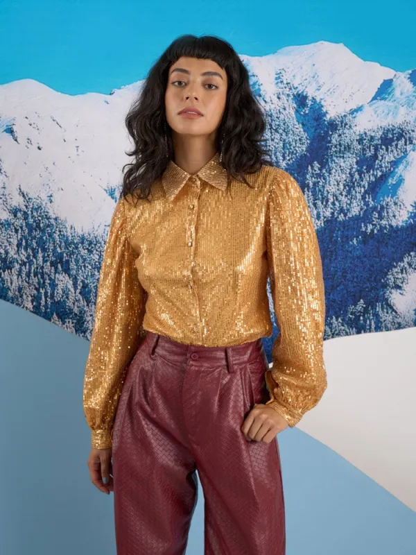 <b> Ghospell </b> Tilda Sequin Shirt sold by Sister Jane