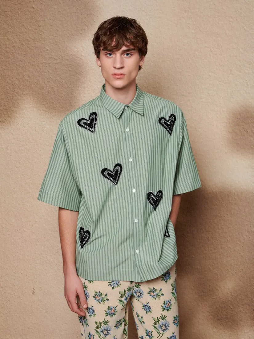 Maris Heart Embellished Boxy Shirt sold by Sister Jane