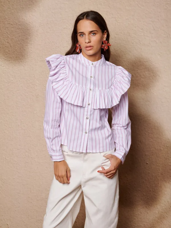 Solene Stripe Ruffle Blouse sold by Sister Jane