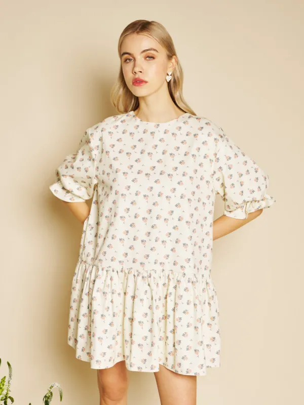 Pêche Ditsy Denim Mini Dress made by Sister Jane