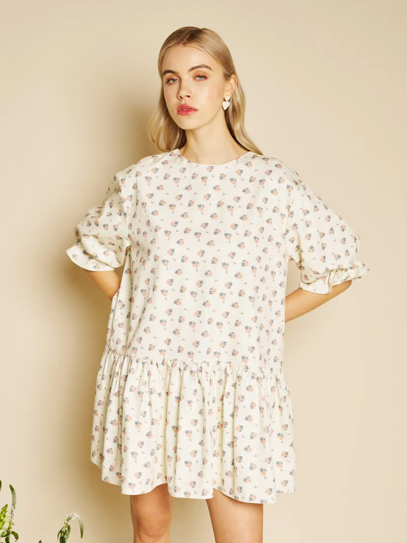 Pêche Ditsy Denim Mini Dress sold by Sister Jane