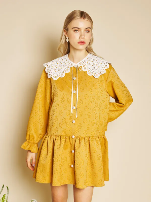 Jaune Jacquard Mini Dress made by Sister Jane
