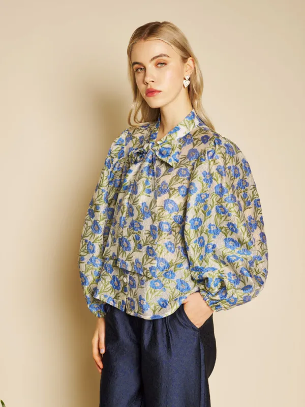 Iris Jacquard Bow Blouse sold by Sister Jane