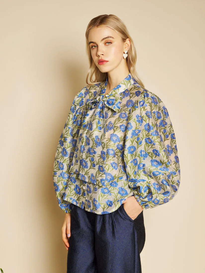 Iris Jacquard Bow Blouse sold by Sister Jane