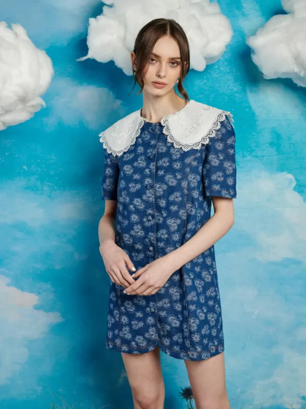 Wildflower Denim Mini Dress made by Sister Jane