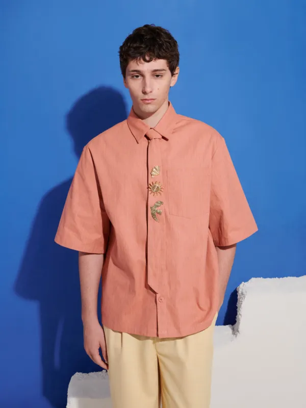 Ochre Boxy Shirt with Tie Pins made by Sister Jane