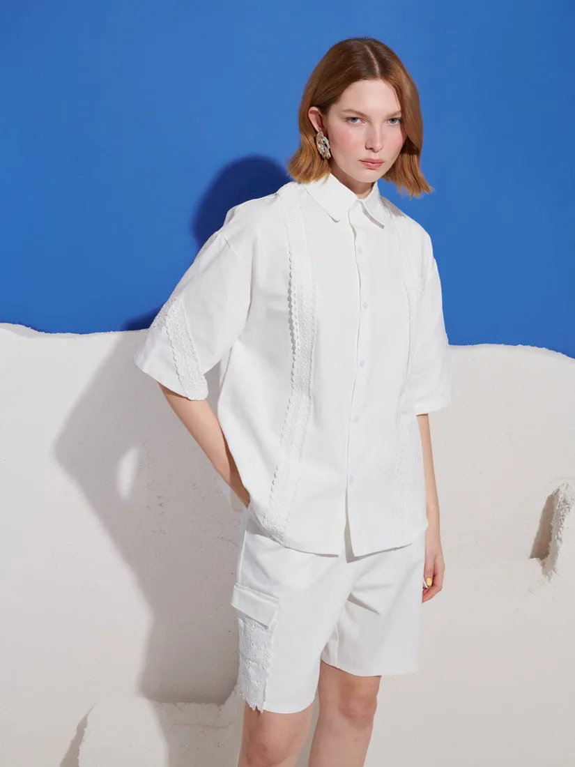 Chalk Crochet Trim Shirt sold by Sister Jane product image thumbnail 3