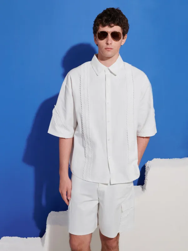 Chalk Crochet Trim Shirt made by Sister Jane