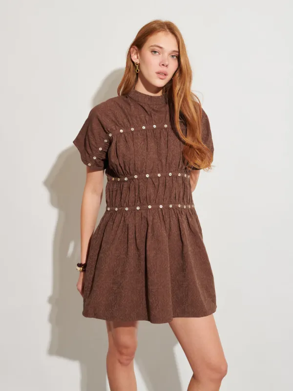 <b>Ghospell</b> Tania Button Embellished Mini Dress made by Sister Jane