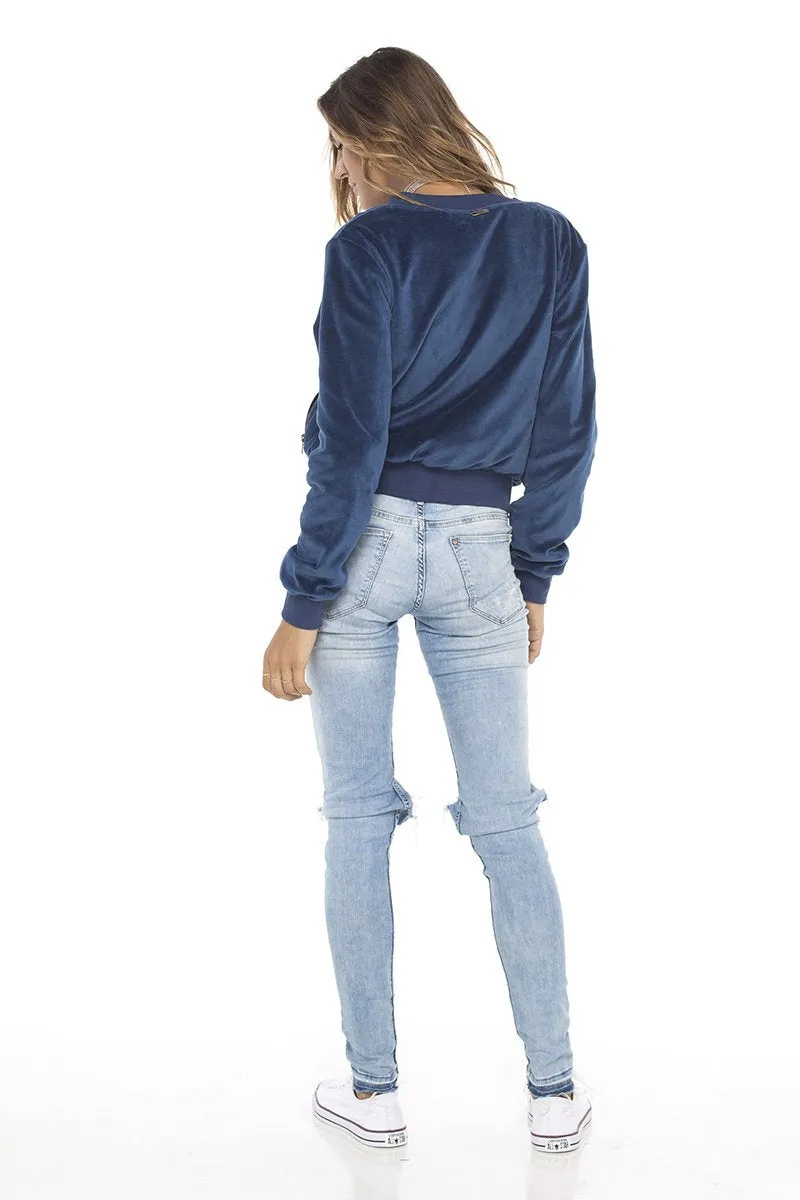 Velour Bomber Jacket sold by Skemo product image thumbnail 2