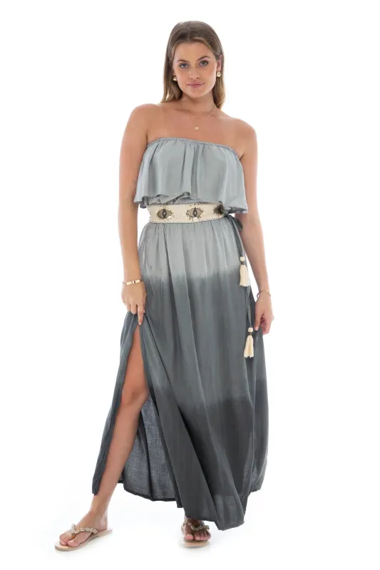 Good Luck Frill Tube Maxi Dress sold by Skemo