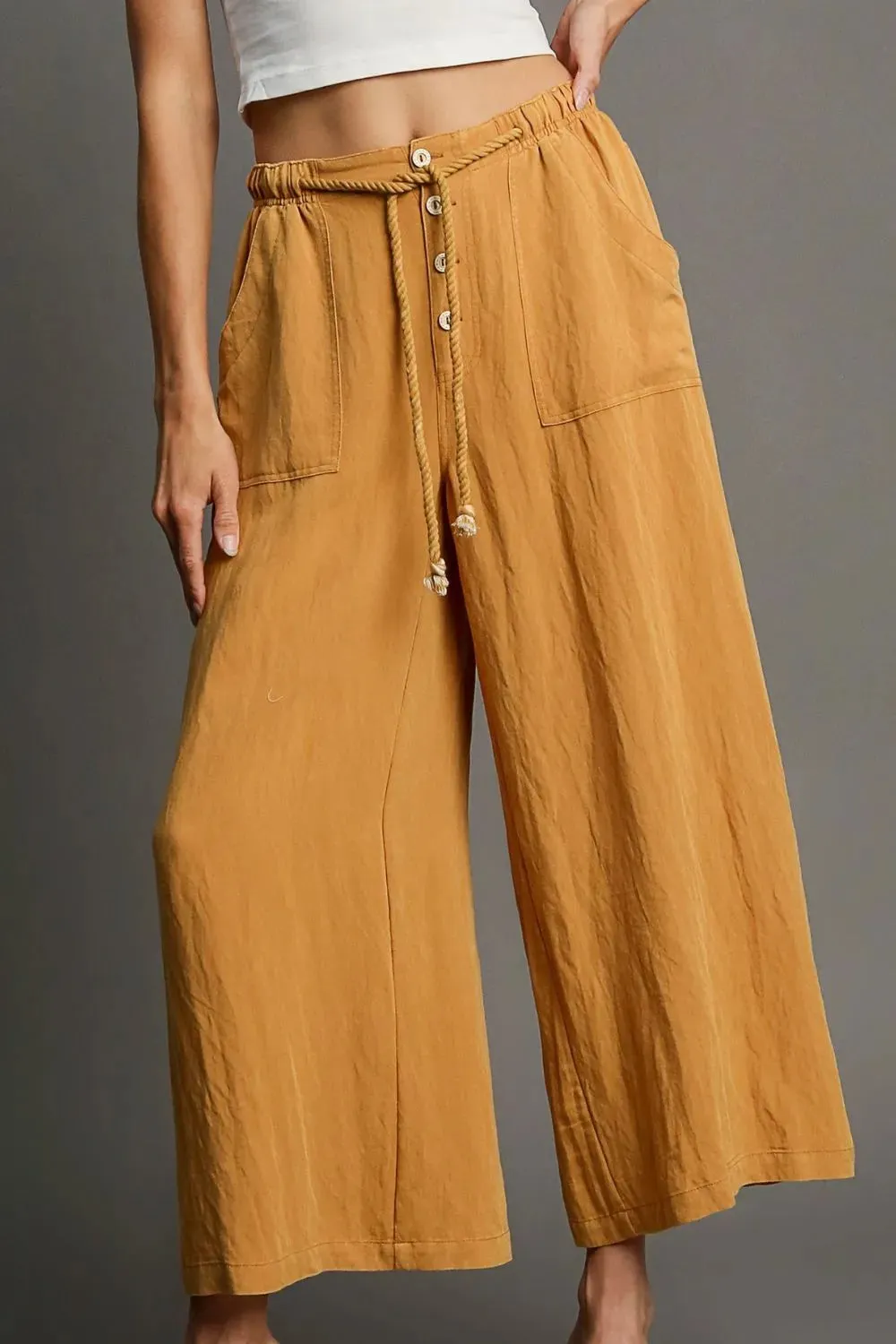 Rope Drawstring Wide Leg Pants sold by Skemo