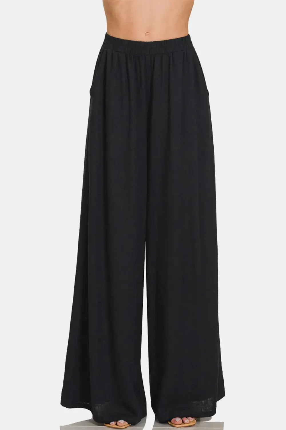 Pleated Linen Blend Wide Leg Pants sold by Skemo