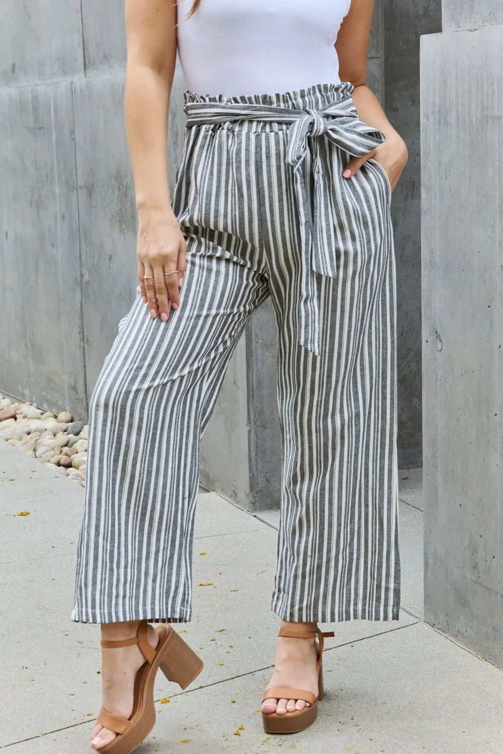 Find Your Path Paperbag Waist Striped Culotte Pants sold by Skemo