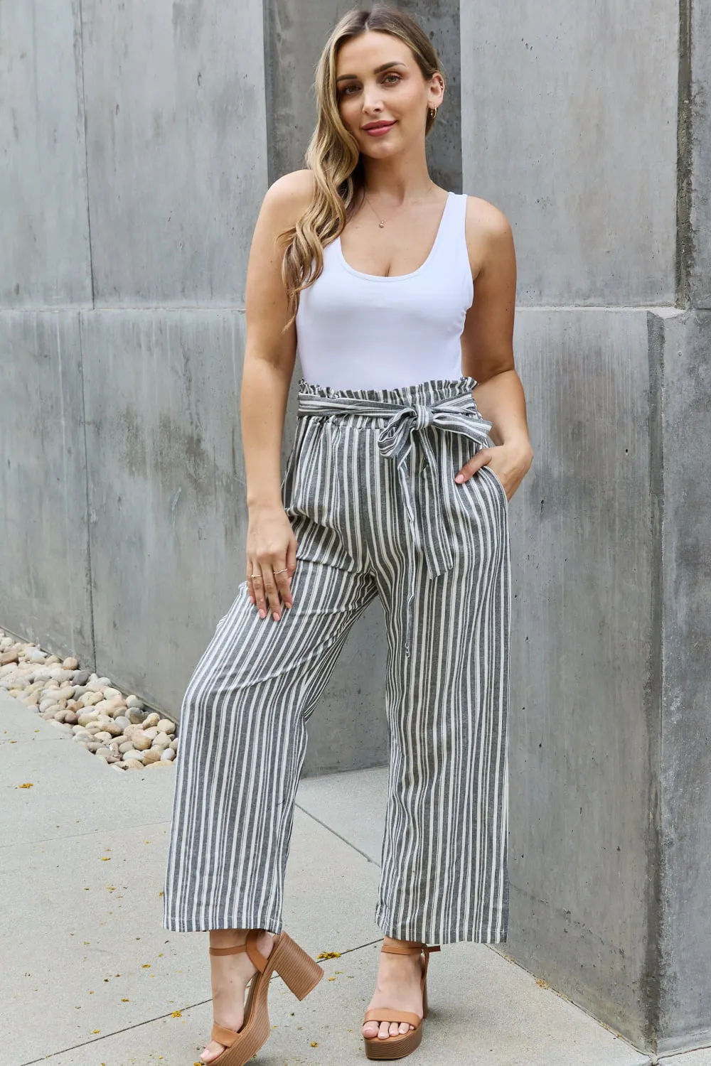 Find Your Path Paperbag Waist Striped Culotte Pants sold by Skemo product image thumbnail 4