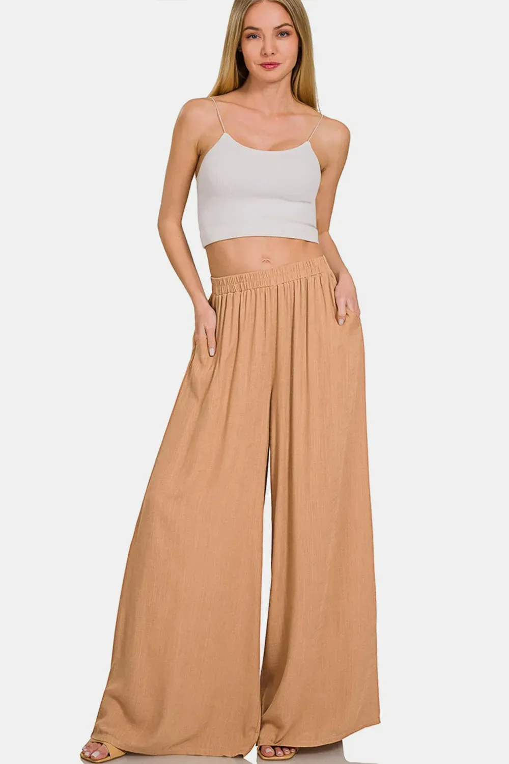 Pleated Linen Blend Wide Leg Pants sold by Skemo product image thumbnail 4