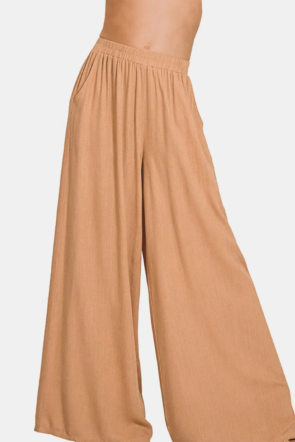 Pleated Linen Blend Wide Leg Pants sold by Skemo product image thumbnail 3
