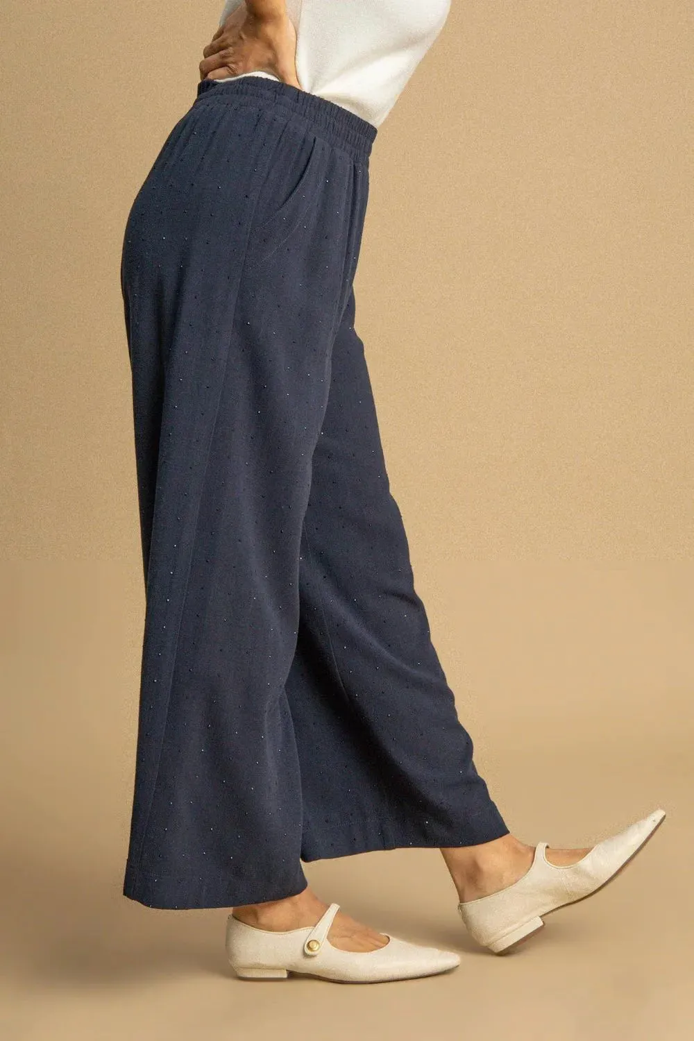 High Waisted Embellished Linen Pants sold by Skemo product image thumbnail 2