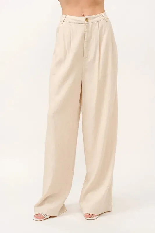 High-Rise Wide Leg Linen Blended Pants sold by Skemo product image thumbnail 2
