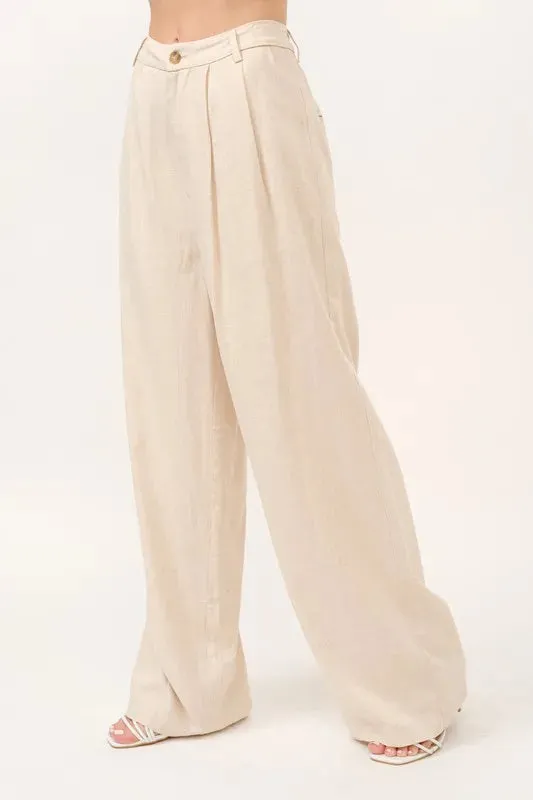High-Rise Wide Leg Linen Blended Pants sold by Skemo product image thumbnail 3