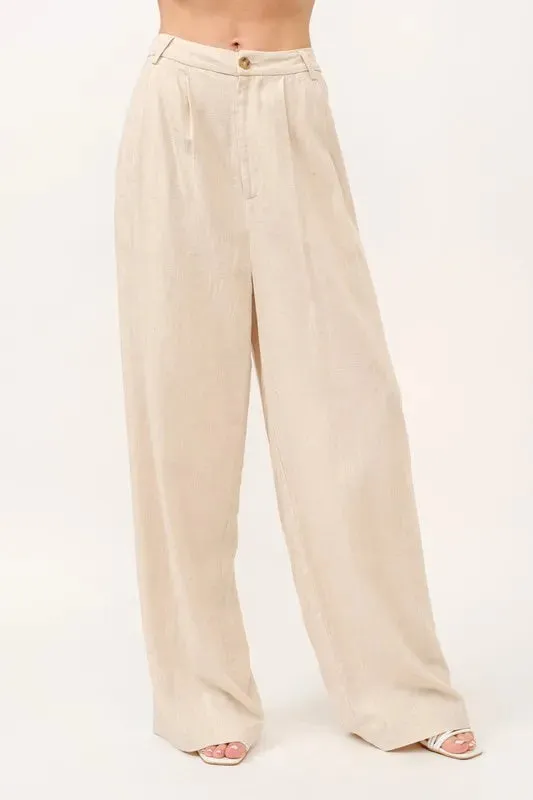 High-Rise Wide Leg Linen Blended Pants sold by Skemo