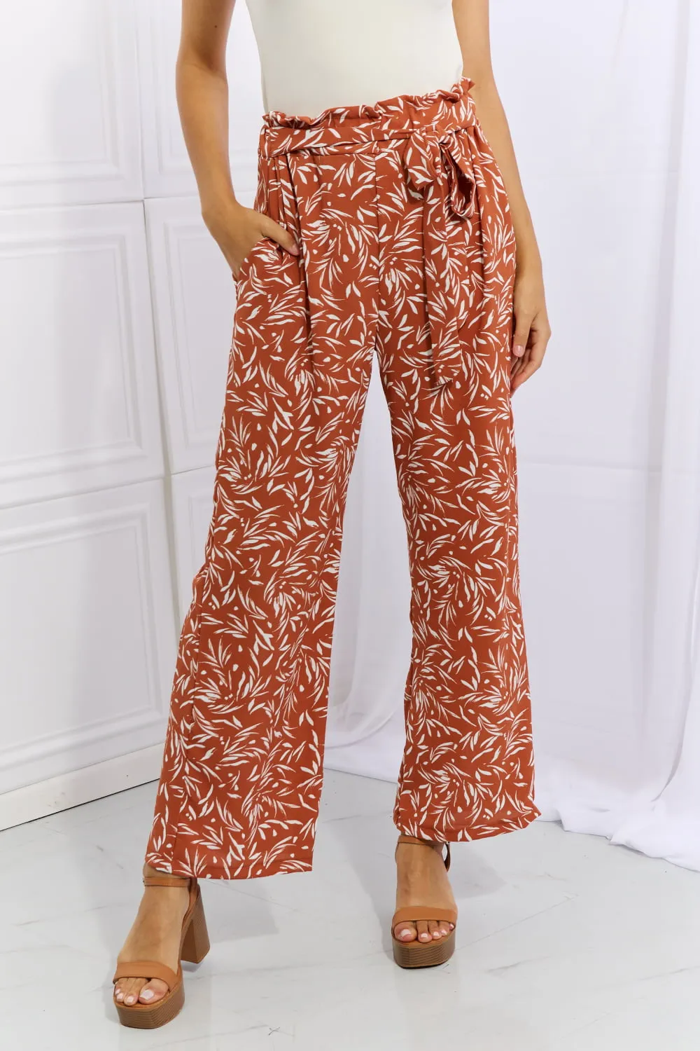 Geometric Printed Pants in Red Orange sold by Skemo