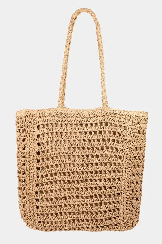 Straw Braided Beach Tote Bag sold by Skemo