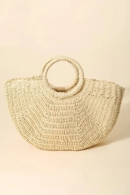 Fame Half Moon Straw Tote Bag sold by Skemo