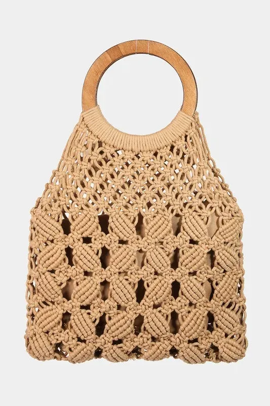Fame Boho Braided Wooden Top Handle Bag sold by Skemo