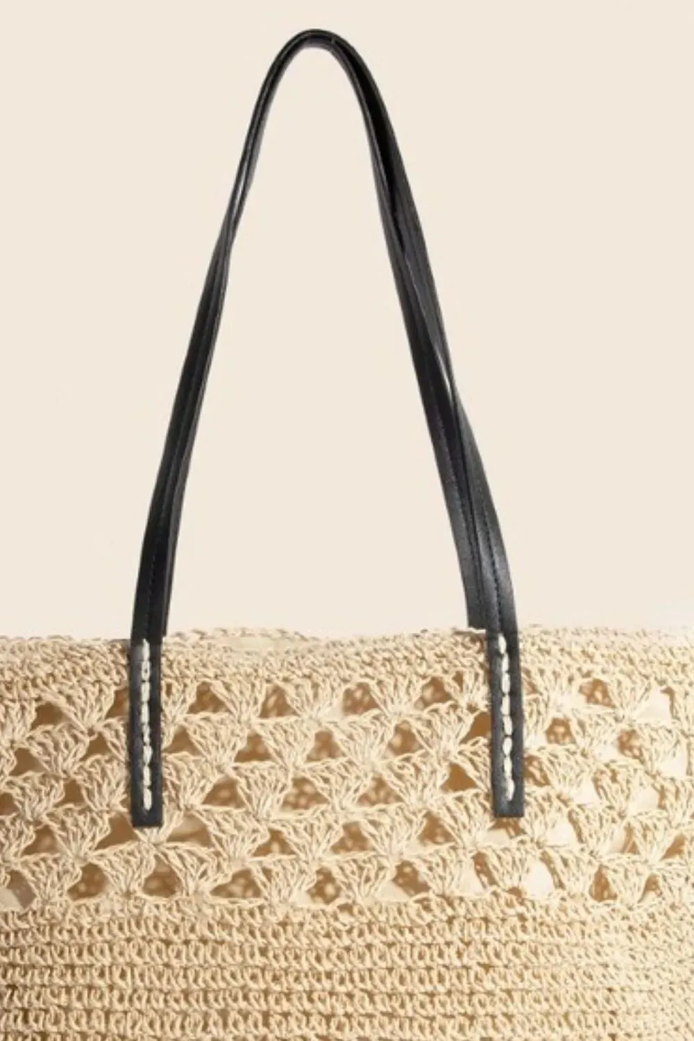 Faux Leather Handle Knitted Tote Bag sold by Skemo product image thumbnail 2