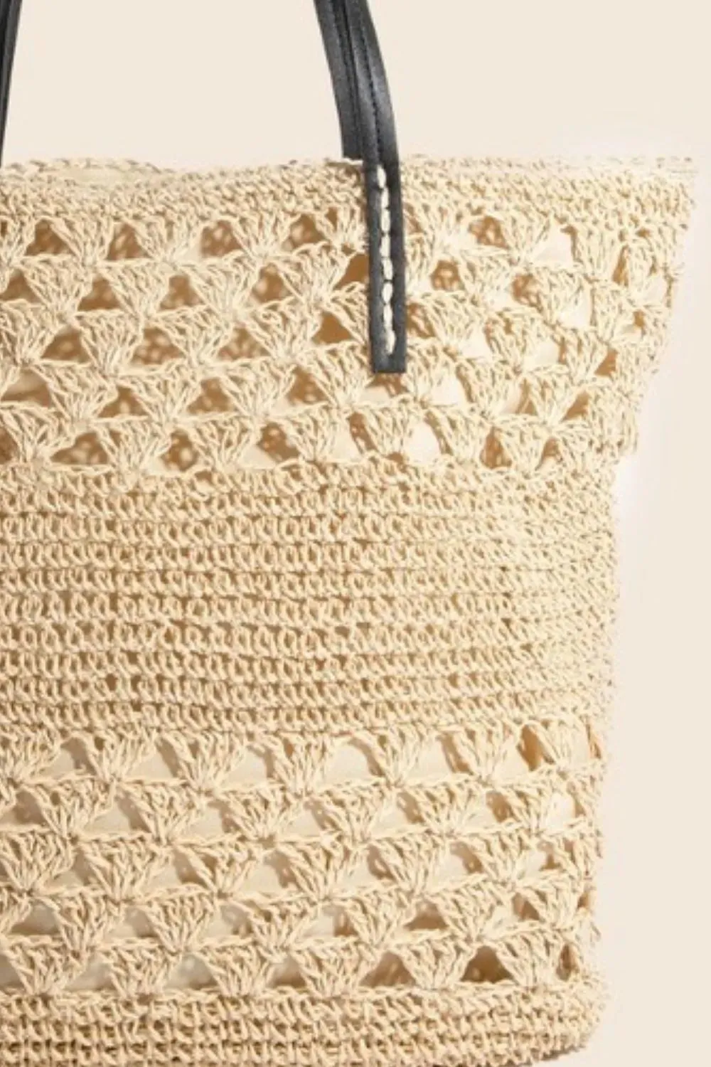 Faux Leather Handle Knitted Tote Bag sold by Skemo product image thumbnail 3