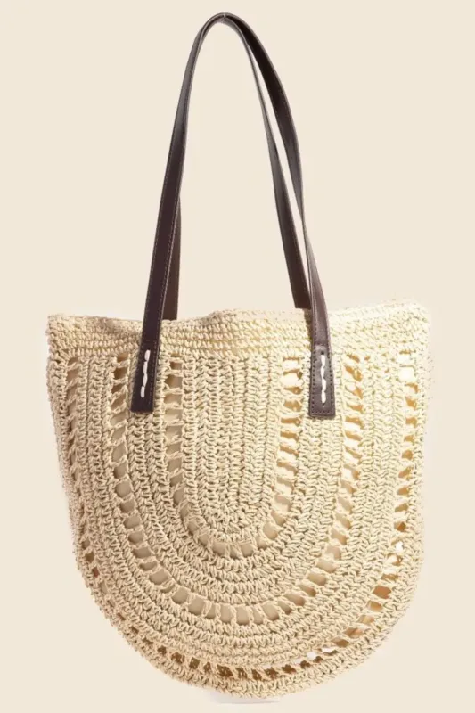 Fame Straw Braided Rounded Tote Bag sold by Skemo