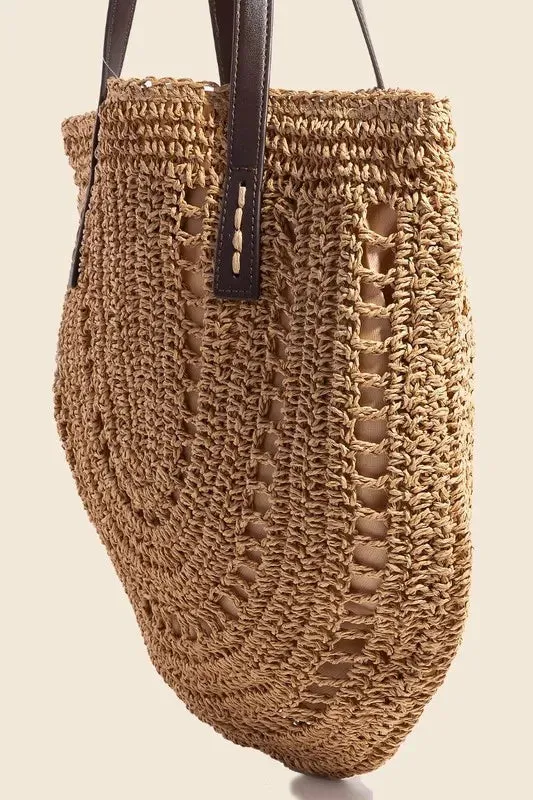 Straw Braided Rounded Tote Bag sold by Skemo product image thumbnail 3