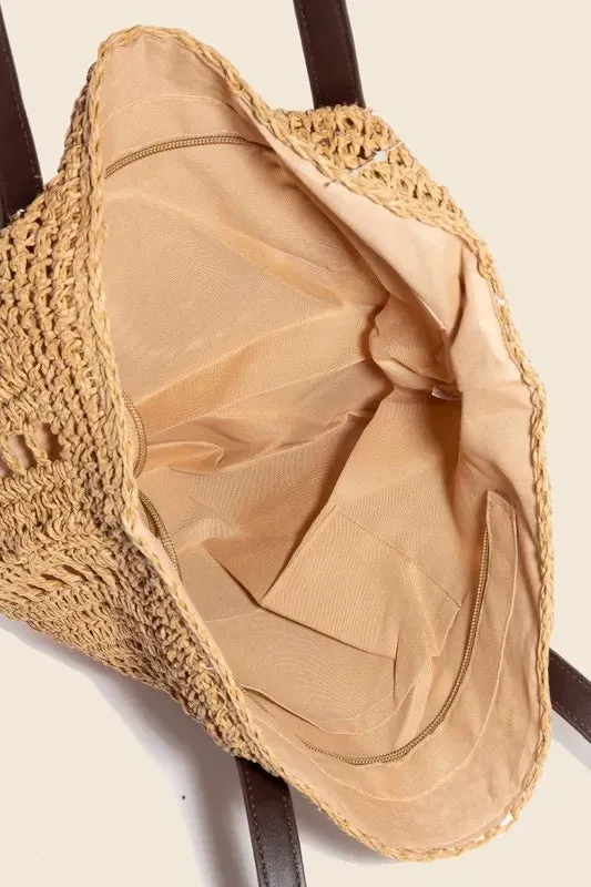 Straw Braided Rounded Tote Bag sold by Skemo product image thumbnail 2