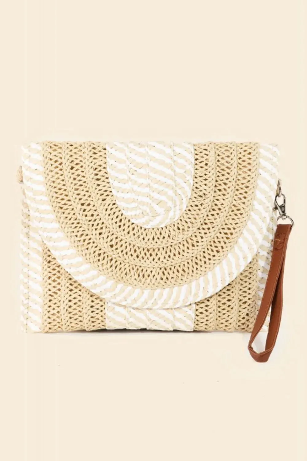 Fame Striped Straw Stitch Clutch Bag sold by Skemo